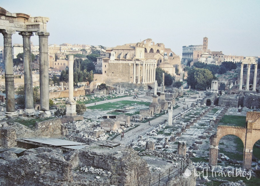 The ruins of ancient Rome at the Roman Forum.