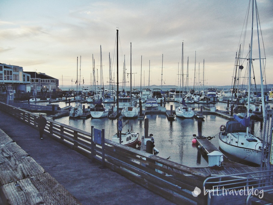 The sunset view at Pier 39, San Francisco, USA.